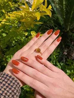 Brown orange gel nails 🧡🤎