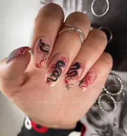 Маникюр,стемпинг,драконы на ногтях,nail art