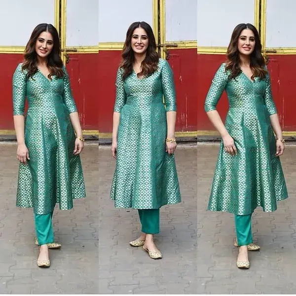 Green hungry top anarkali and pant