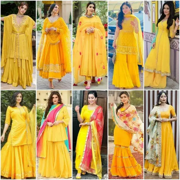 Yellow Colour Dress Designs 2023 || Haldi Function Dress Ideas || 2023 New Trending Suit|| Partywear
