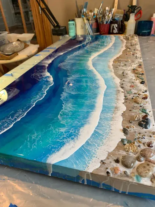 Beach resin art waves