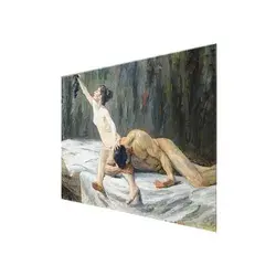 Glasbild Kunstdruck - Querformat Max Liebermann - Samson und Delila