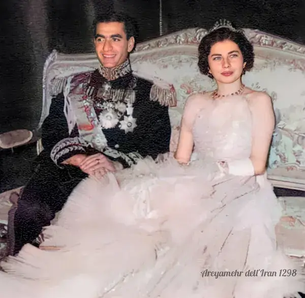 Queen and Shah of Iran wedding. 1951.