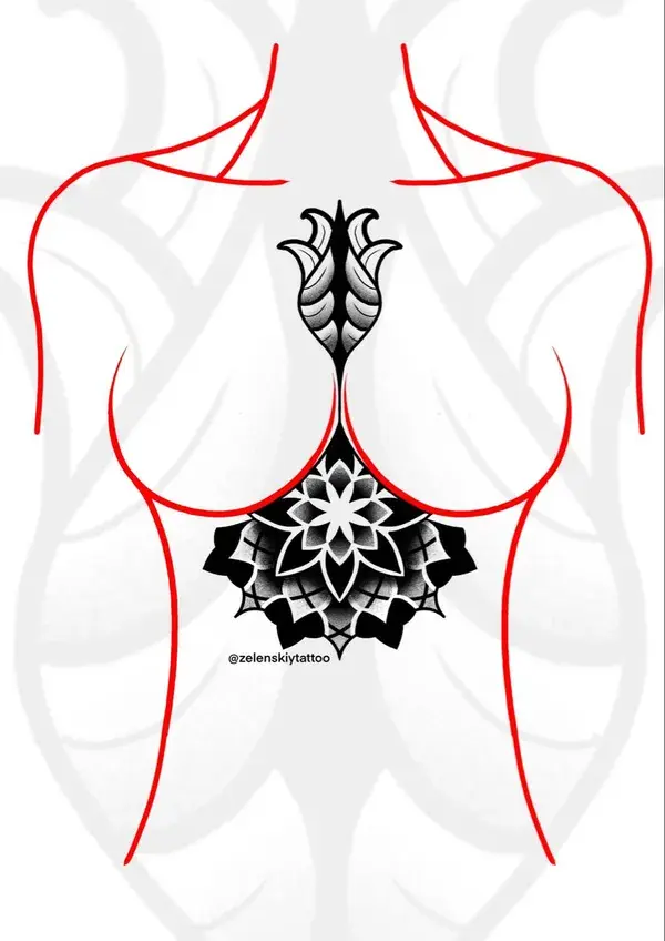 Tattoo ornament mandala эскиз тату мандала орнамент Украина Ukraine паттерн эскиз sketch грудь