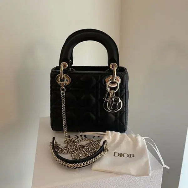 DIOR - (New) Mini Lady Dior Bag, Black Cannage Lambskin