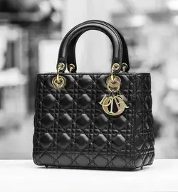 Medium Ultramatte Lady Dior Bag Black Patent Cannage Leather