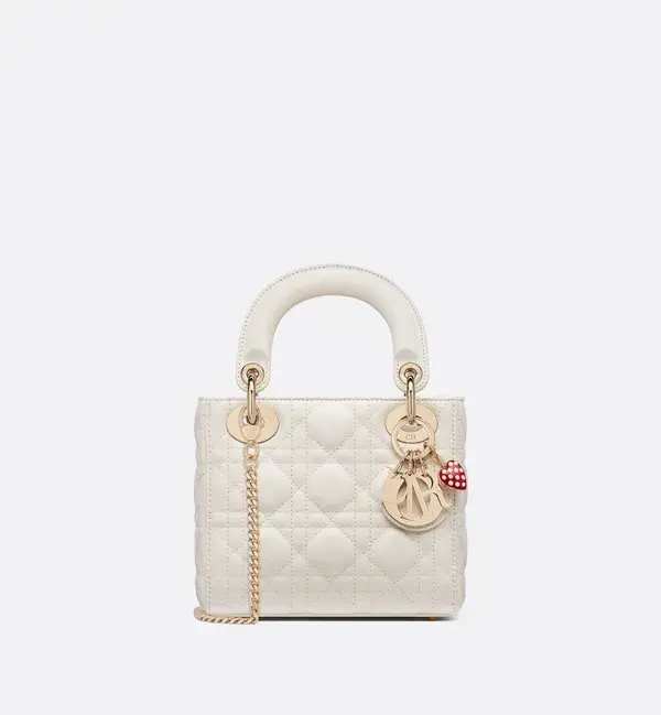 Mini Lady Dior Dioramour Bag in White