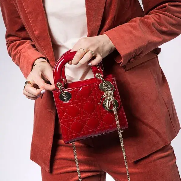 Lady Dior mini red patent