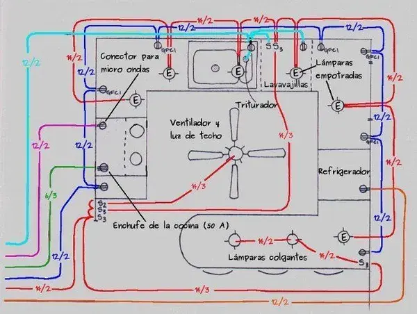 Electrical House wiring Socket and Lighting planning 2D Design