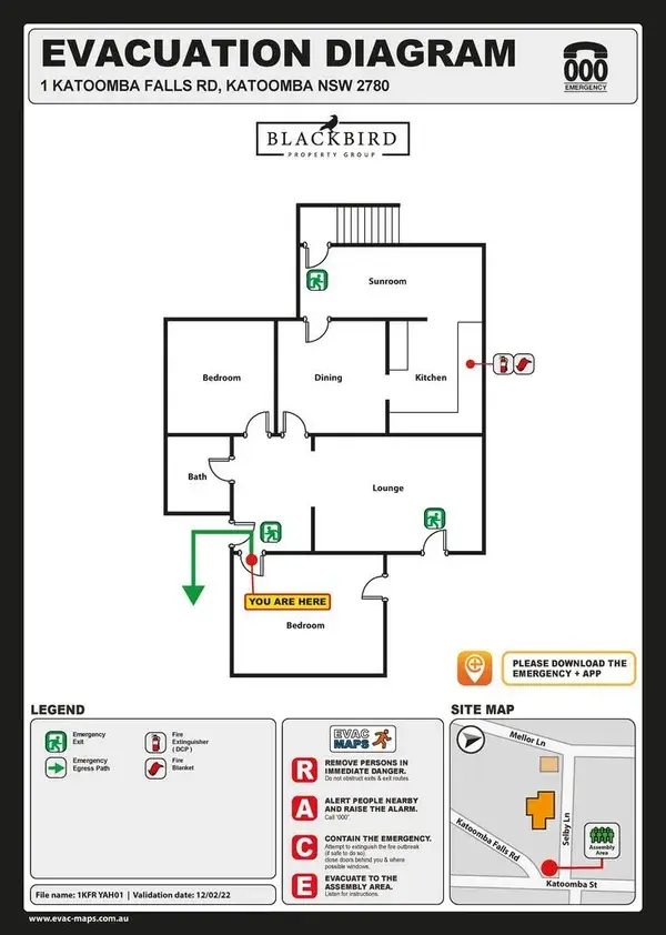 Short Term Rental Property Emergency Evacuation Diagram