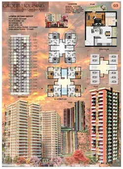 Group housing
Photoshop rendered sheets 
A1 sheet
Presentation sheets