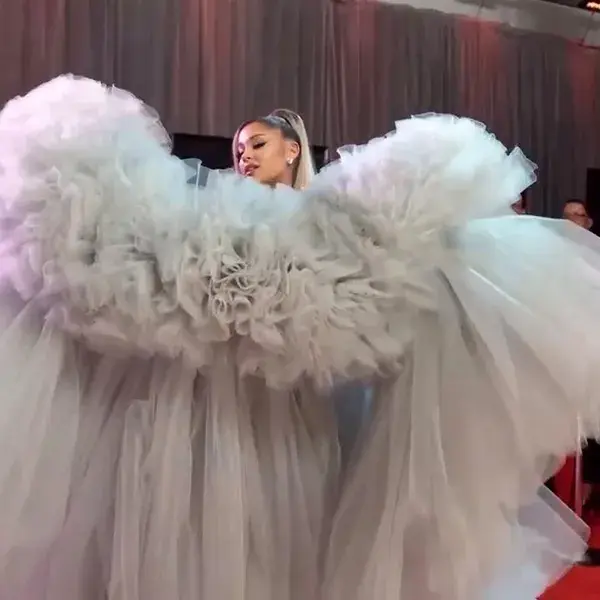 Ariana Grande Gray Strapless Ball Gown 2020 Grammys Red Carpet