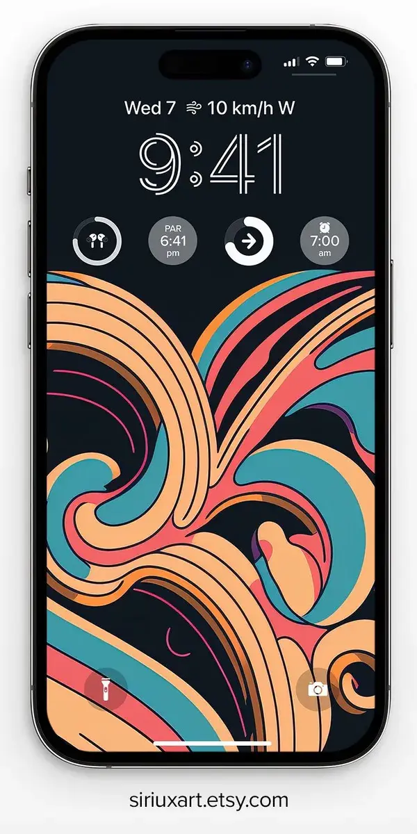 Fun Exciting Free Flow Swirl Digital Wallpaper Art On iPhone