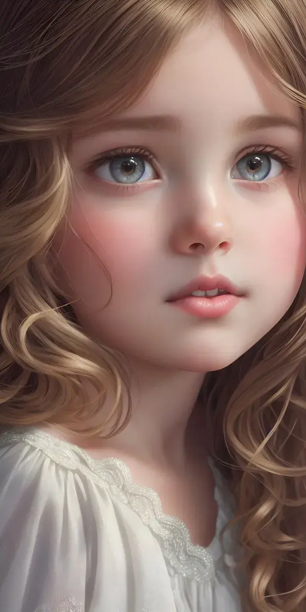 (masterpiece), realistic, (portrait of little white girl), (((frame head)))