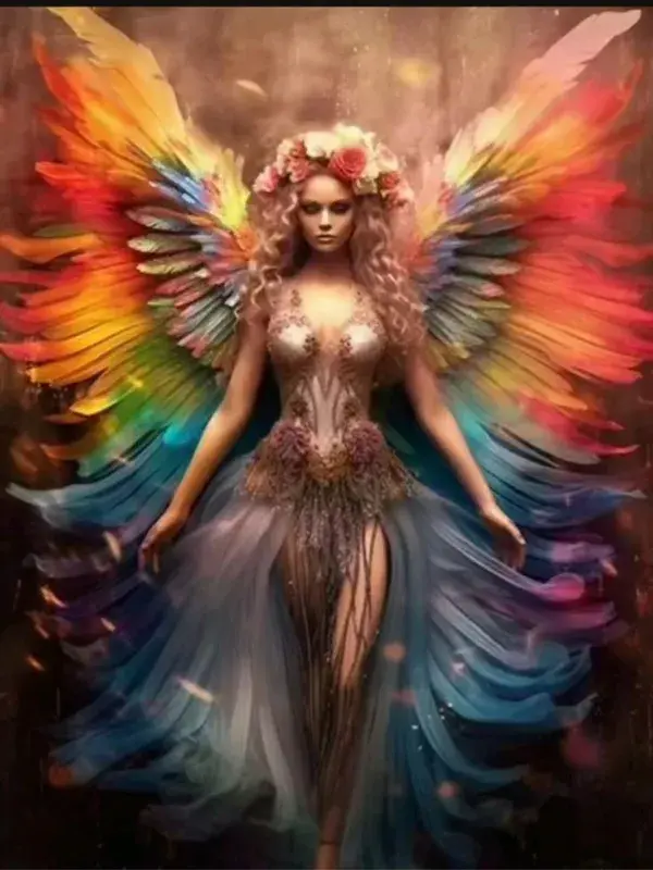 rainbow angel wings fantasy woman art