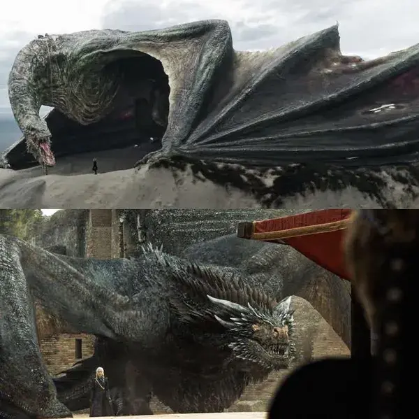 Vhagar vs Drogon size