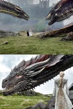 Rhaegal, viserion, drogon and daenerys