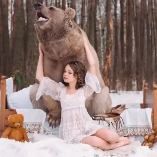 With a bear