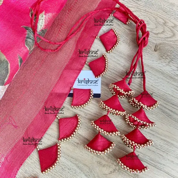 Fabric Tassel Design | Fabric Saree Kuchu Design with Beads | Fabric Saree Tassel Design with Beads