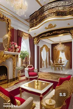 красивая роскошная гостиная в дворцовом стиле
