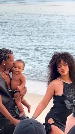 Behind the scenes of British Vogue March 2023 cover shoot w/ Rihanna, Rocky and their son