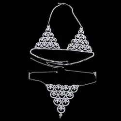 Body Jewelry Bra thong photoshoot jewelry Body Chain Bikini Set for Women - Set / Gold / United States