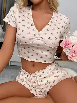 Ditsy Floral Lettuce Trim Pyjama Set