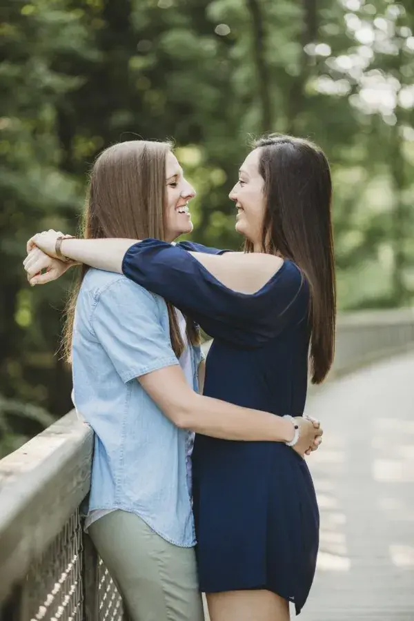 Same-Sex Couple Engagement Session in Flat Fork Creek Park in Fortville, Indiana