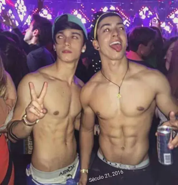 party dudes , shirtless