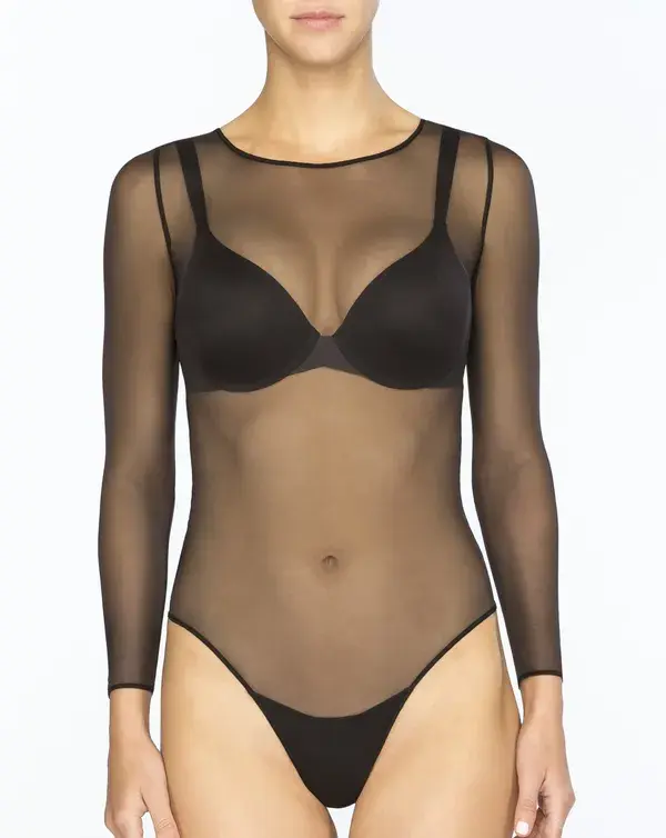 Spanx Women's Sheer Fashion Mesh Thong Bodysuit