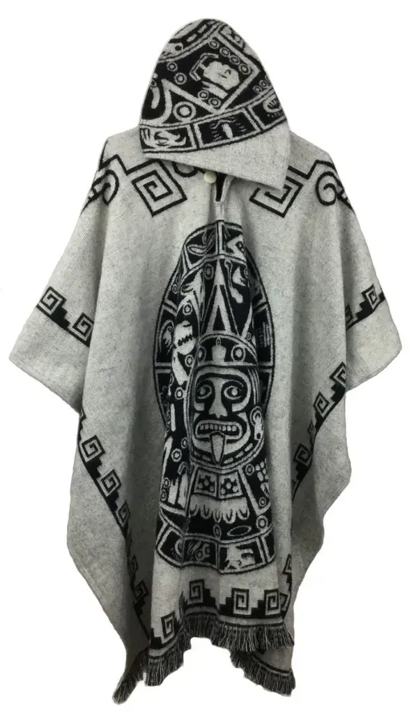 Hooded Poncho of wool - made in Ecuador - Unisex Indigenous Native Navajo Maya