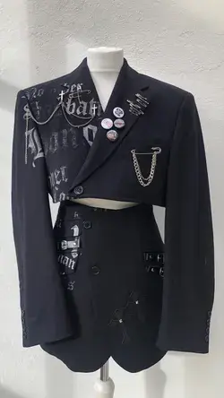 Reworked Blazer Suit Two Piece Goth Smart Business Casual Outfit