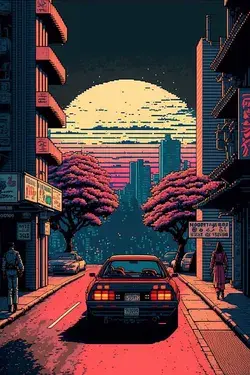 Sunset in Tokyo - pixel art