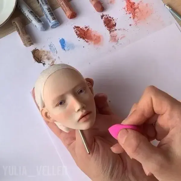 Faceup doll tutorial , роспись лица авторской куклы мк,repainting,