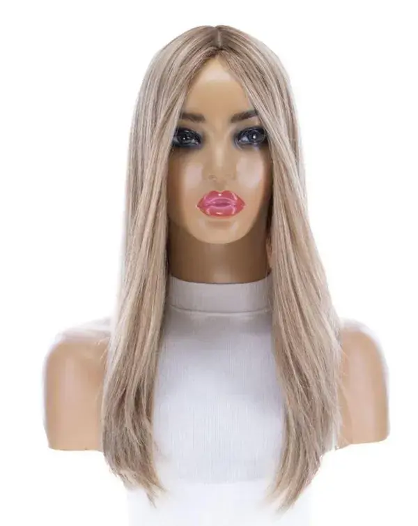 22" Ponytail Skin Part Wig Ash Blonde