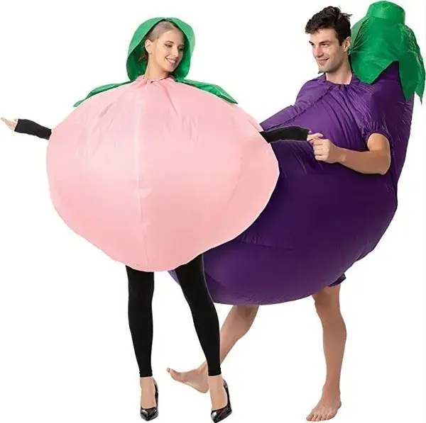 Peach and Eggplant Inflatable Costumes for Couples