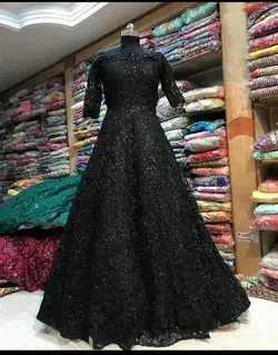Indian Pakistani Black Wedding Bridal Indo western Gown Embroidery Readymade Designer Anarkali -GOPI