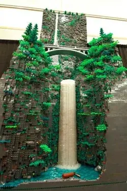 Man Built an 8-Foot Tall Water Fall Out of LEGOs
