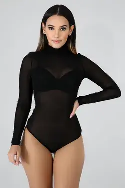 Peekaboo Black Sheer Bodysuit - S