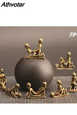 Athvotar Mini Vintage Brass Sexy Decorative Keychain Ornament Craft Figurines 2-Posture For Home Bar Party Desk Decoration Gift 405-1 7pcs