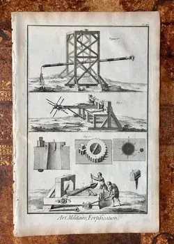 Art Militaire. 38 Original Engraved Plates Illustrating the Military Arts and Fortifications.  Dated 1762. From the Recuil de Planche.