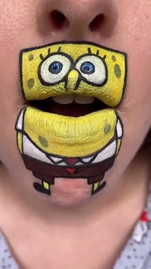 Spongebob cartoon lip sync make up + lip art