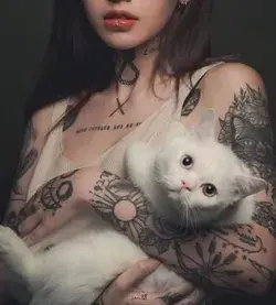 With cat