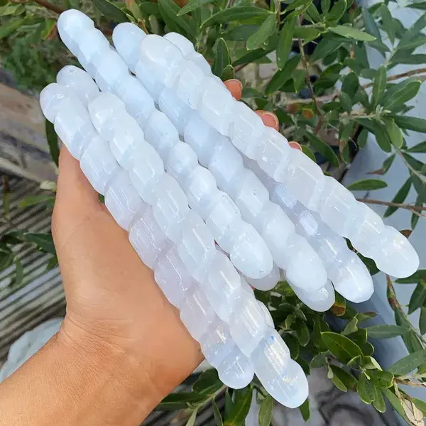 Round Tip Selenite Spiral Wand by Endless Guidance