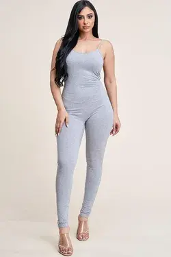 Basic Cotton Catsuit - GREY / L