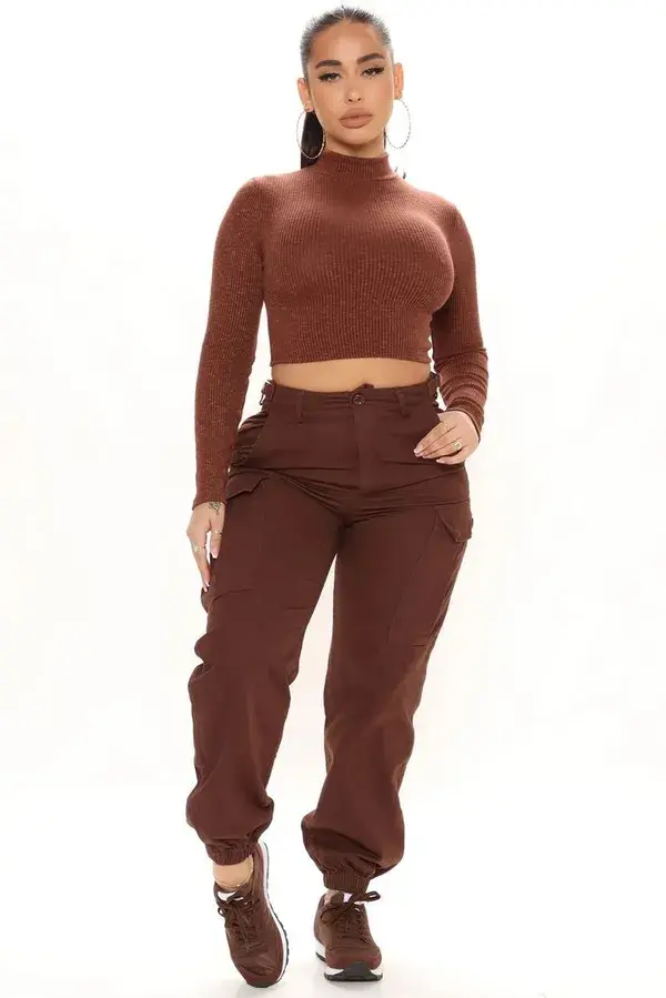 Wanderlust Mock Neck Top - Brown