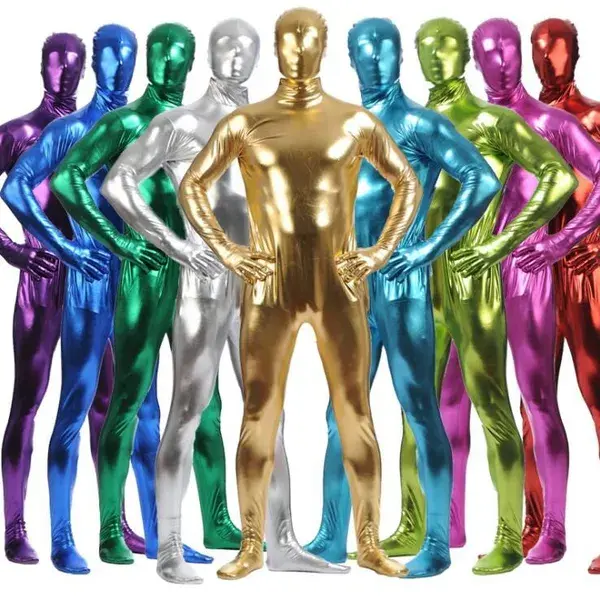 Metallic Spandex Bodysuit Shiny Catsuit Sexy Unisex Zentai Full Body Suit Costume Party Wet Look One Piece Unitard S-3xl