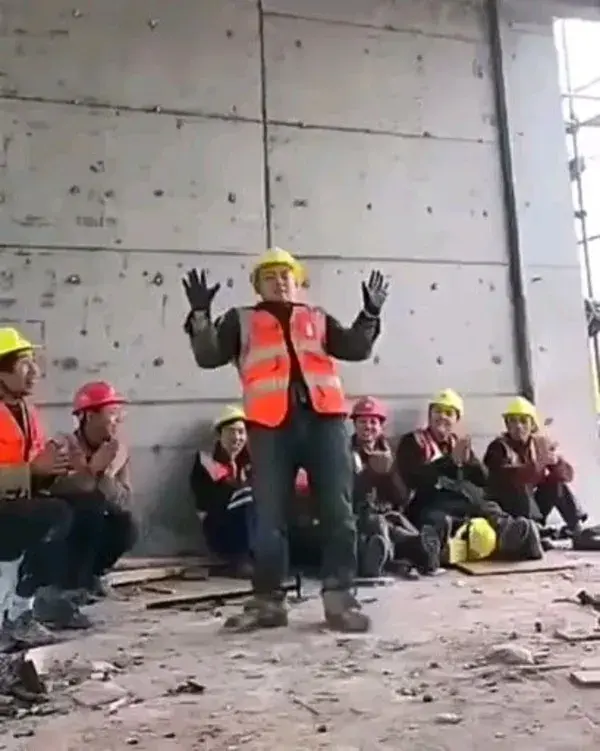 Chinese construction worker shuffle dance 🔥 for Engineering Information Visit 👇