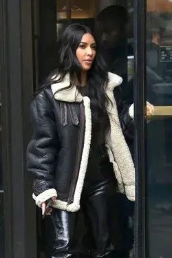 Kim Kardashian Original Leather with Faux Fur Jacket by TJS - CUSTOM / Brown