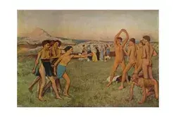 Giclee Print: 'Young Spartans Exercising', c1860, (1932) by Edgar Degas : 24x16in
